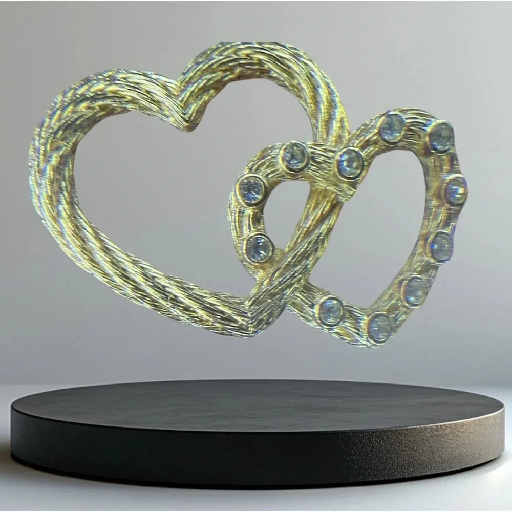 Christian Dior Double Heart Brooch with Swarovski Crystals